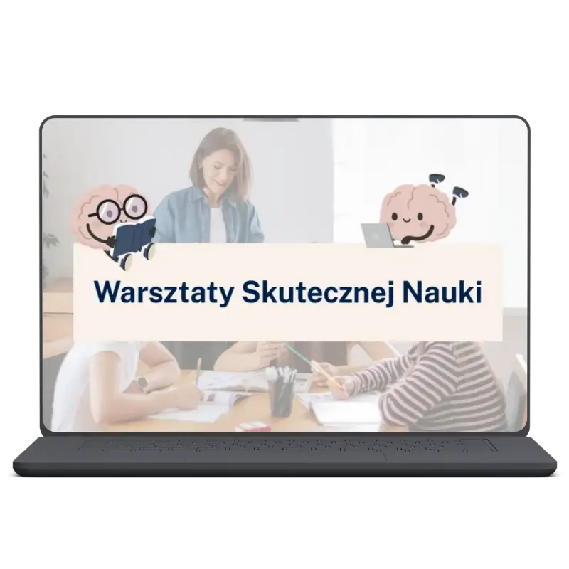 Mockup w formie laptopa, ze zdjęciem Doroty Burkowicz Edu Trenerki podczas zajęć